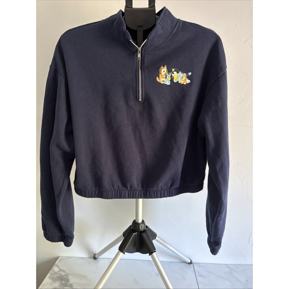 Disney Bluey "We're Making Good Times" Half Zip Cropped Sweatshirt XL